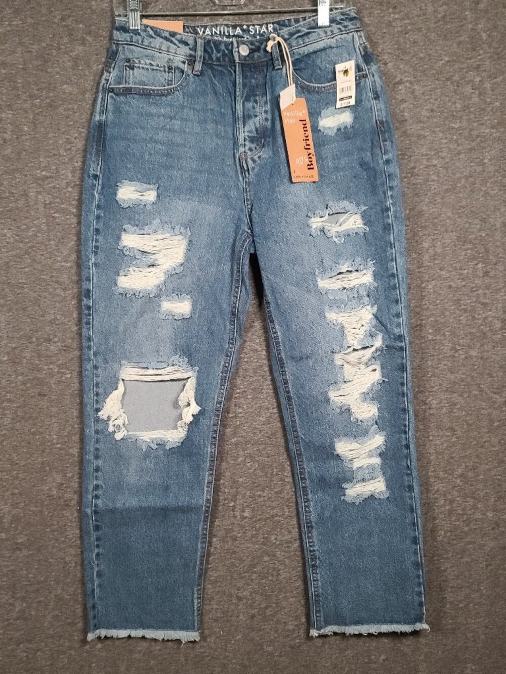 NWT Vanilla Star 90's Junior's Size 9 Super High Rise Distressed Jeans